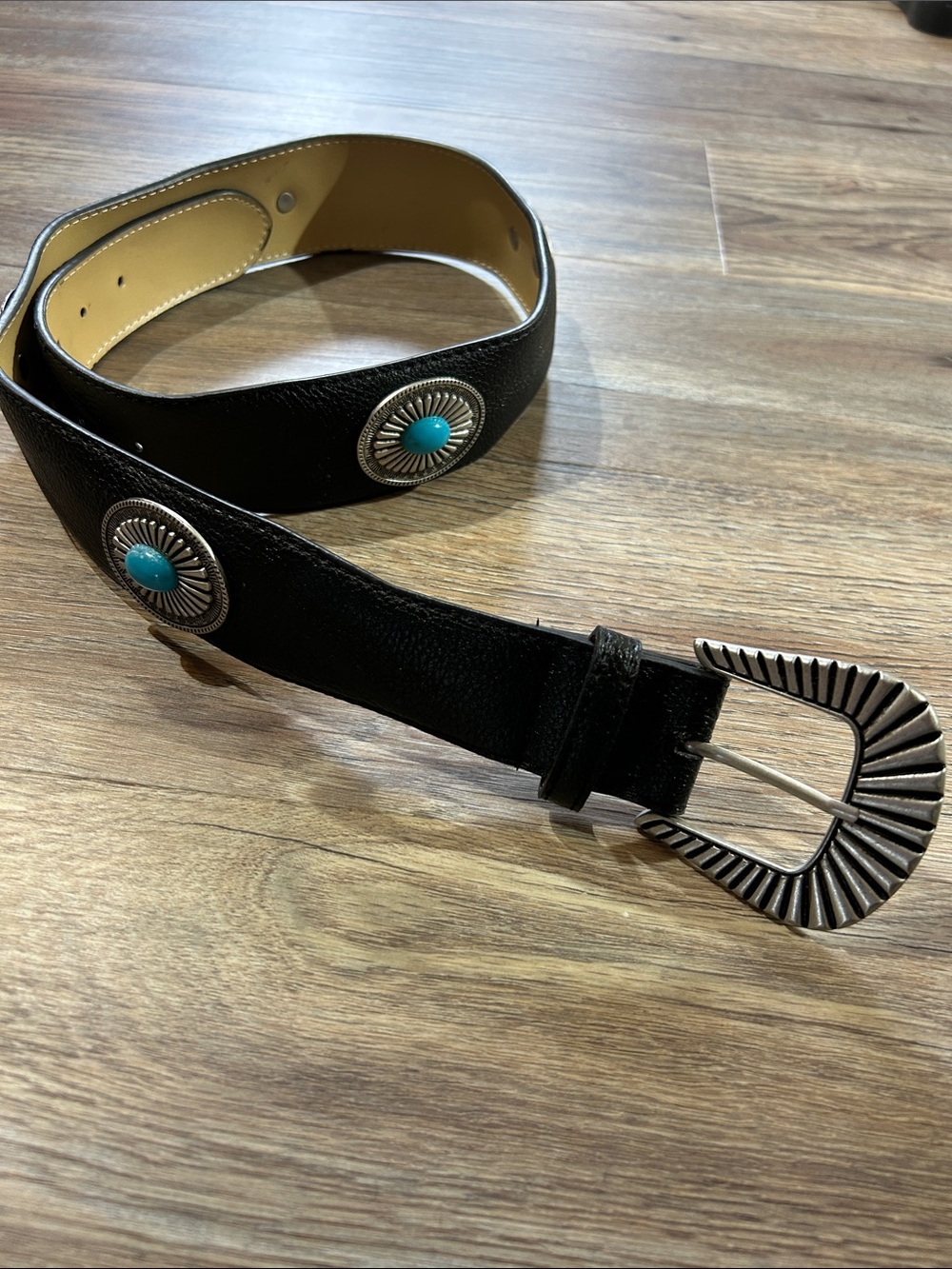 Western Style Belt with Turquoise Accents, Small, 36”